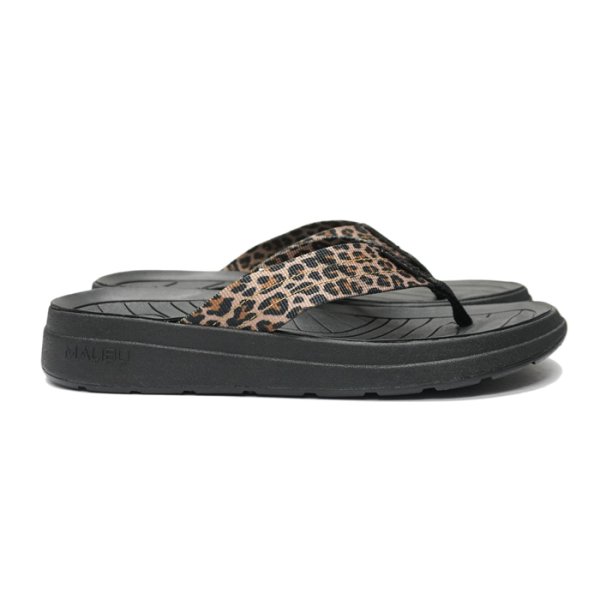 画像1: MALIBU SANDALS（マリブサンダルズ）SURFRIDER（サーフライダー）"POLYESTER" / Leopard×Black（レオパード×ブラック） (1)