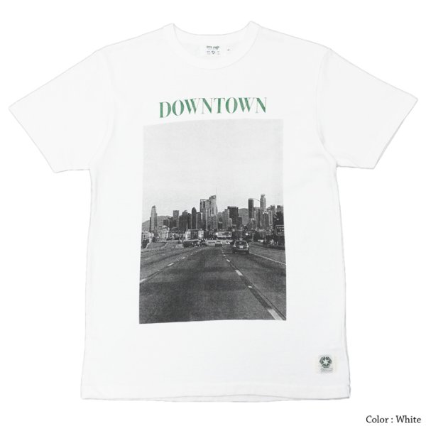 画像2: free rage（フリーレイジ）リサイクルコットンプリントTee "DOWN TOWN"/ White（ホワイト）・Sumi（スミクロ） (2)