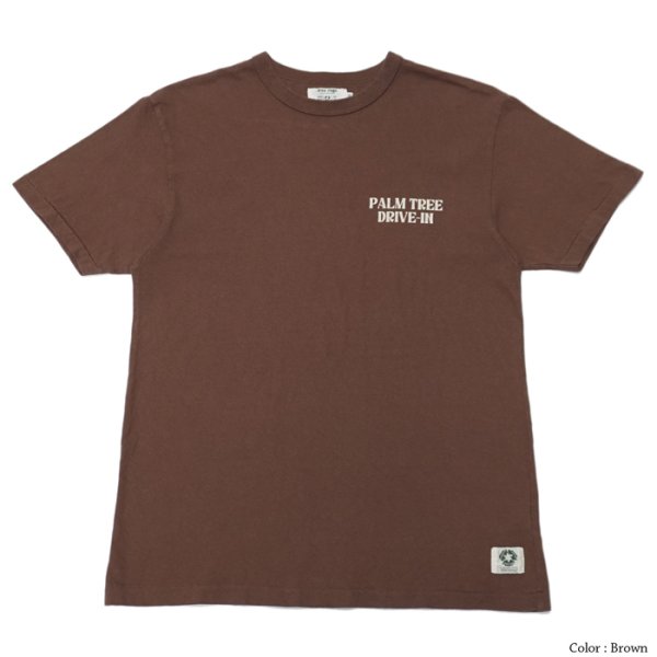 画像4: free rage（フリーレイジ）リサイクルコットンプリントTee "PALM TREE DRIVE-IN"/ White（ホワイト）・Brown（ブラウン） (4)