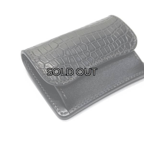 画像3: WILD SWANS（ワイルドスワンズ）TONGUE（タング）マルチコインケース/ブラック"クロコダイル"×ブラック"サドルプルアップ" (3)