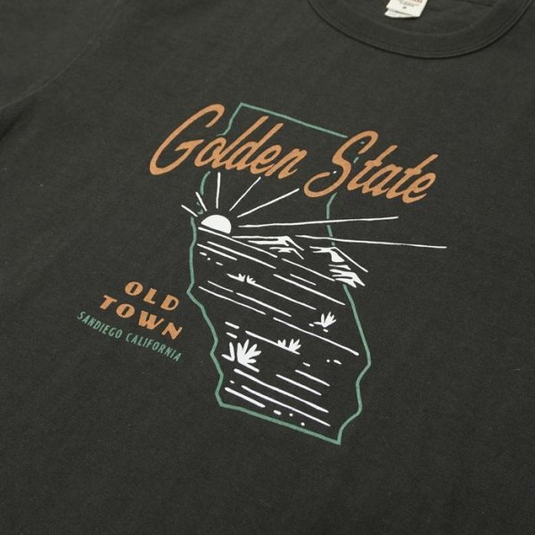 画像5: BARNS OUTFITTERS （バーンズアウトフィッターズ） TSURI-AMI Crew Print T-Shirt （吊り編みクループリントTシャツ）"GOLDEN STATE" / Blue Grey（ブルーグレー）※Mサイズのみ (5)