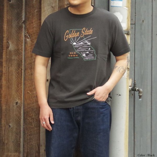 画像8: BARNS OUTFITTERS （バーンズアウトフィッターズ） TSURI-AMI Crew Print T-Shirt （吊り編みクループリントTシャツ）"GOLDEN STATE" / Blue Grey（ブルーグレー）※Mサイズのみ (8)