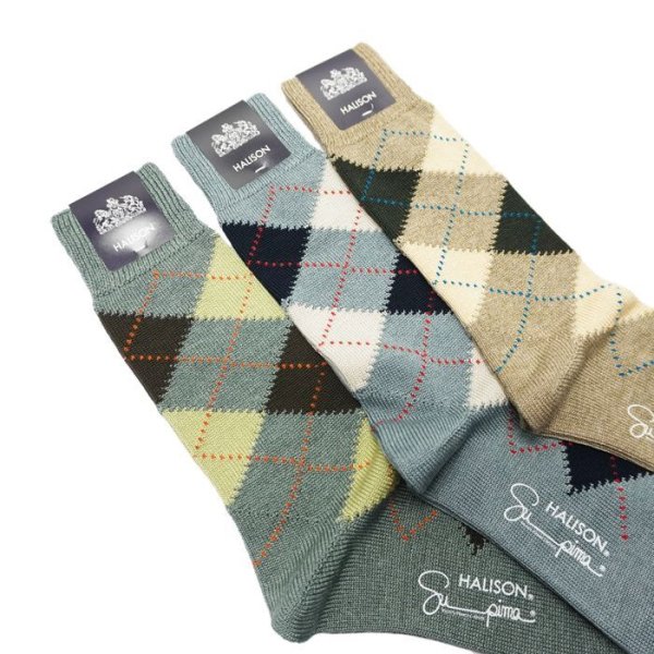 画像5: HALISON（ハリソン）スーピマメランジ アーガイルソックス / 3Colros（全3色展開）※3足までメール便発送可 (5)