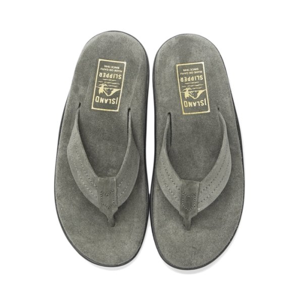 画像3: ISLAND SLIPPER(アイランドスリッパ)PB203 (レザートングサンダル・ブラックソール)"Suede" / Charcoal(チャコールグレー) (3)