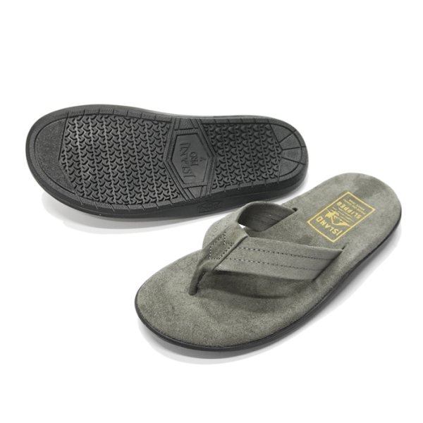 画像2: ISLAND SLIPPER(アイランドスリッパ)PB203 (レザートングサンダル・ブラックソール)"Suede" / Charcoal(チャコールグレー) (2)