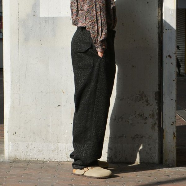 画像11: 【PointUp10%11/10迄】ENGINEERED GARMENTS(エンジニアードガーメンツ)Carlyle Pant(カーライルパンツ)"Crest Flocked Jacquard" / Black(ブラック) (11)