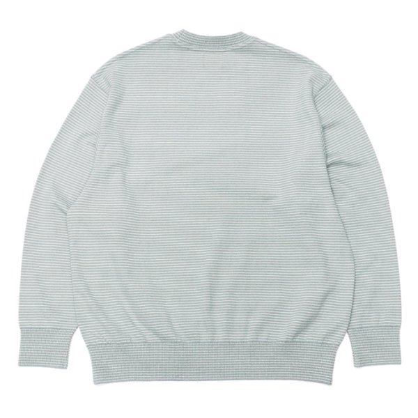 画像2: Yonetomi NEW BASIC（ヨネトミニューベーシック）WAVE COTTON KNIT PULLOVER（ウェーブコットンニットプルオーバー）"BORDER"/Grey（グレー） (2)