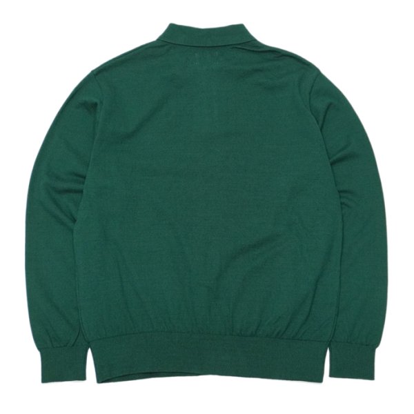 画像2: Yonetomi NEW BASIC(ヨネトミニューベーシック)LIGHT WAVE COTTON KNIT POLO L/S(ライトウェーブコットンニットポロシャツ・ロングスリーブ)/Green(グリーン) (2)