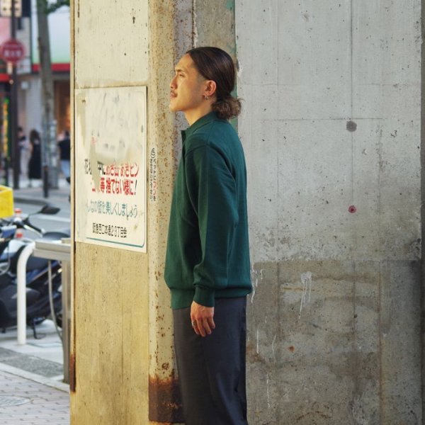 画像9: Yonetomi NEW BASIC(ヨネトミニューベーシック)LIGHT WAVE COTTON KNIT POLO L/S(ライトウェーブコットンニットポロシャツ・ロングスリーブ)/Green(グリーン) (9)