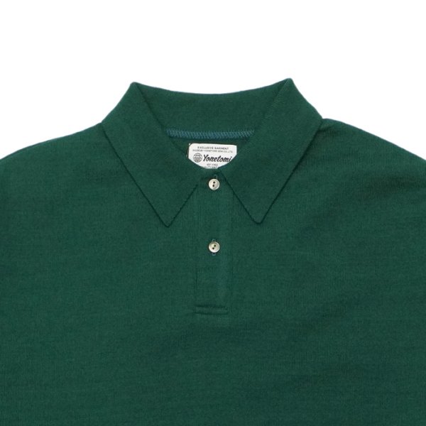 画像3: Yonetomi NEW BASIC(ヨネトミニューベーシック)LIGHT WAVE COTTON KNIT POLO L/S(ライトウェーブコットンニットポロシャツ・ロングスリーブ)/Green(グリーン) (3)