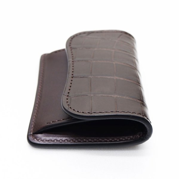 画像3: WILD SWANS(ワイルドスワンズ)TONGUE(タング)マルチコインケース/チョコ"クロコダイル"×ダークブラウン"イングリッシュブライドル" (3)