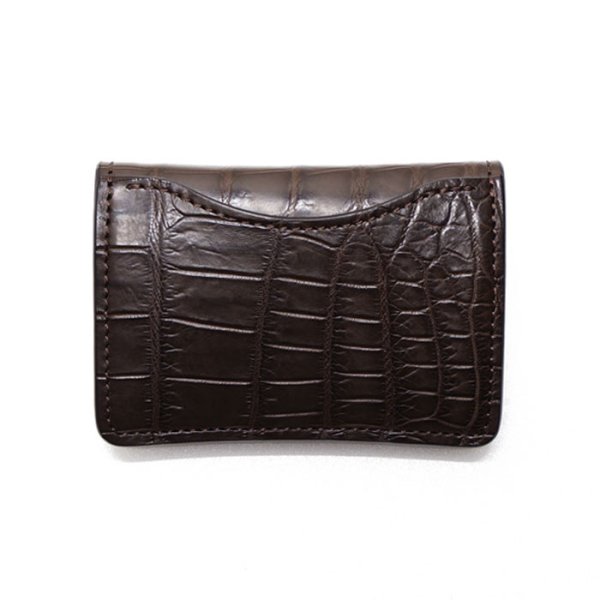 画像2: WILD SWANS(ワイルドスワンズ)TONGUE(タング)マルチコインケース/チョコ"クロコダイル"×ダークブラウン"イングリッシュブライドル" (2)