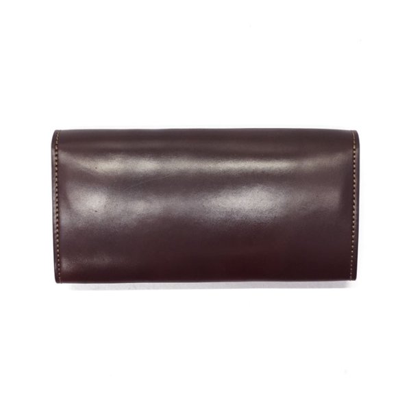 画像2: WILD SWANS(ワイルドスワンズ)WAVE(ウェイブ)ロングウォレット/#8ダークバーガンディ"シェルコードバン"×チョコ"サドルプルアップ" (2)