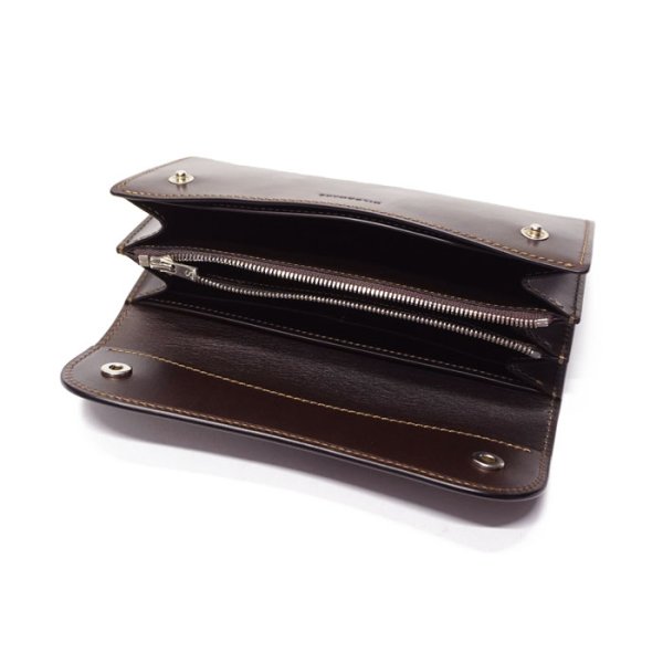 画像7: WILD SWANS(ワイルドスワンズ)WAVE(ウェイブ)ロングウォレット/#8ダークバーガンディ"シェルコードバン"×チョコ"サドルプルアップ" (7)