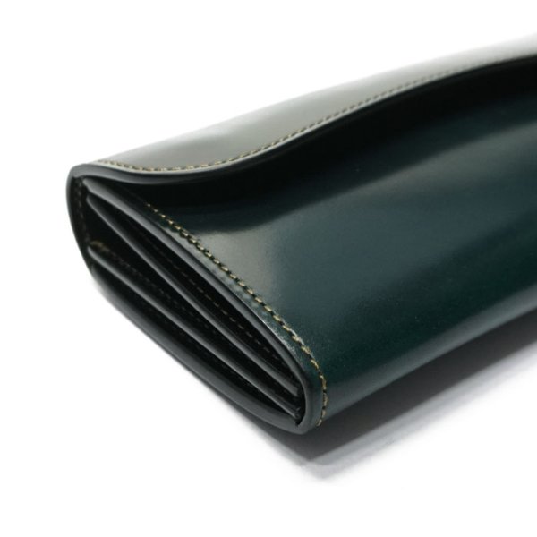 画像3: WILD SWANS(ワイルドスワンズ)WAVE(ウェイブ)ロングウォレット/グリーン"シェルコードバン"×ブラック"サドルプルアップ" (3)