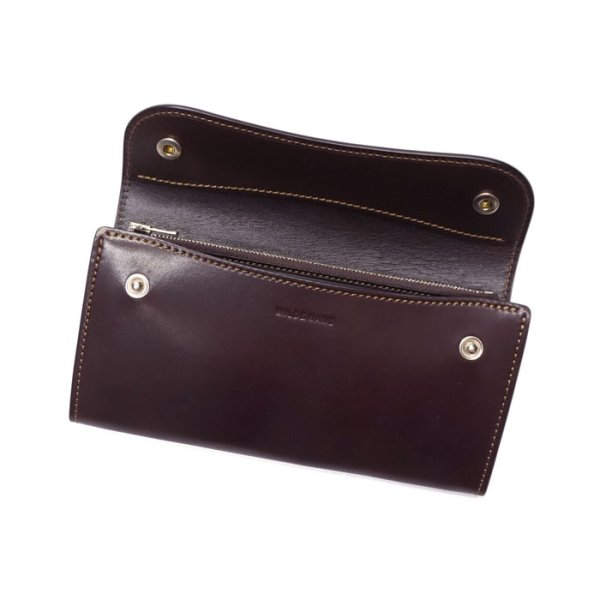 画像5: WILD SWANS(ワイルドスワンズ)WAVE(ウェイブ)ロングウォレット/#8ダークバーガンディ"シェルコードバン"×チョコ"サドルプルアップ" (5)