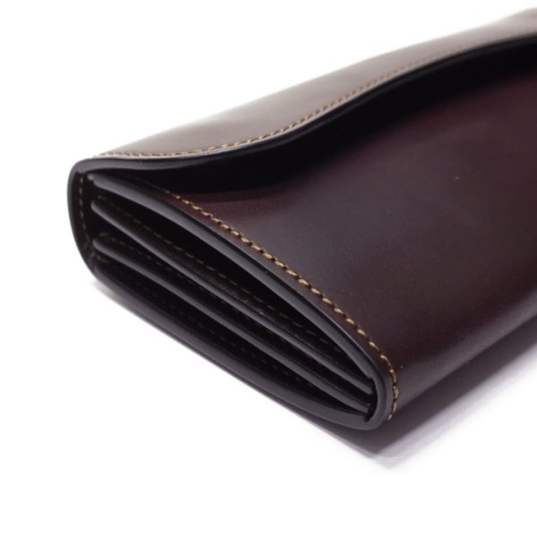 画像3: WILD SWANS(ワイルドスワンズ)WAVE(ウェイブ)ロングウォレット/#8ダークバーガンディ"シェルコードバン"×チョコ"サドルプルアップ" (3)