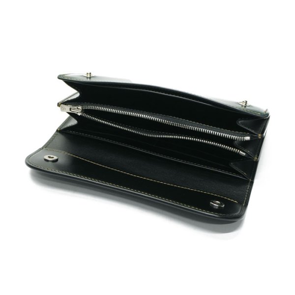 画像7: WILD SWANS(ワイルドスワンズ)WAVE(ウェイブ)ロングウォレット/グリーン"シェルコードバン"×ブラック"サドルプルアップ" (7)