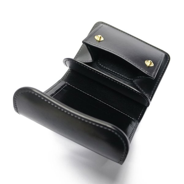 画像6: WILD SWANS(ワイルドスワンズ)ENO(イーノ)ミニ3つ折りウォレット/ブラック"シェルコードバン"×ブラック"サドルプルアップ" (6)