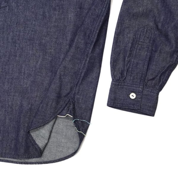 画像5: 【PointUp10%11/10迄】Post O'Alls(ポストオーバーオールズ)Band Collar Shirt(バンドカラーシャツ)"Light Denim" / Indigo(インディゴ) (5)