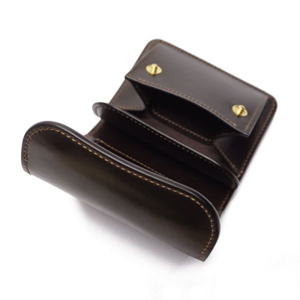 画像6: WILD SWANS(ワイルドスワンズ)ENO(イーノ)ミニ3つ折りウォレット/#8ダークバーガンディ"シェルコードバン"×チョコ"サドルプルアップ" (6)