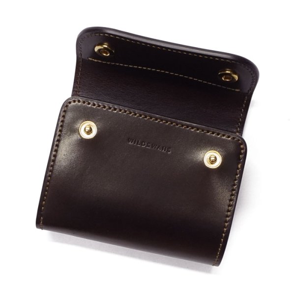 画像4: WILD SWANS(ワイルドスワンズ)ENO(イーノ)ミニ3つ折りウォレット/#8ダークバーガンディ"シェルコードバン"×チョコ"サドルプルアップ" (4)