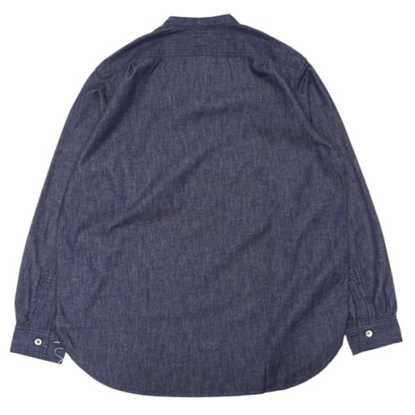 画像2: 【PointUp10%11/10迄】Post O'Alls(ポストオーバーオールズ)Band Collar Shirt(バンドカラーシャツ)"Light Denim" / Indigo(インディゴ) (2)