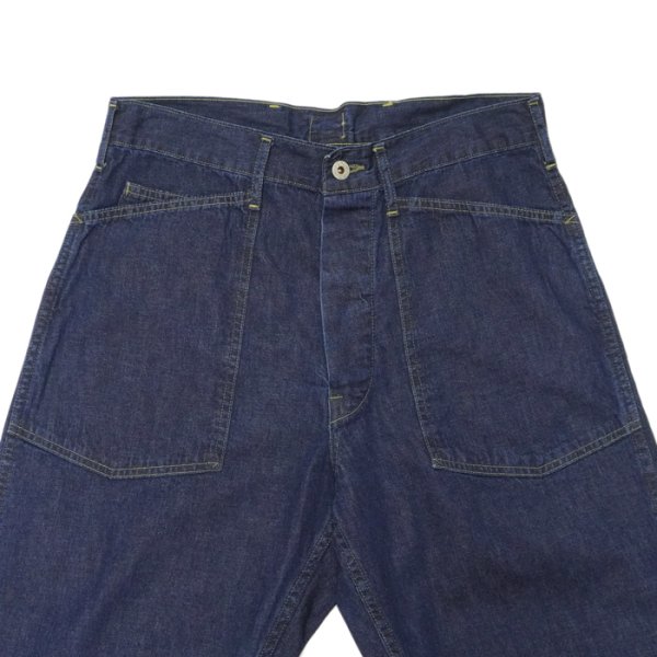 画像2: 【PointUp10%11/10迄】Post O'Alls（ポストオーバーオールズ）ARMY Pants（アーミーパンツ）"Blue Denim W/OD-Yellow Stitch" / Indigo（インディゴ）【裾上げ無料】 (2)