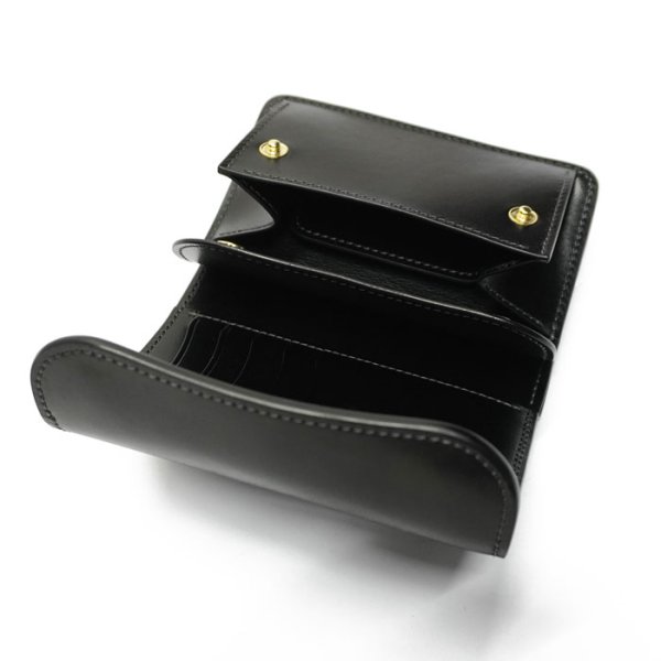 画像6: WILD SWANS(ワイルドスワンズ)BYRNE(バーン)3つ折りウォレット/ブラック"シェルコードバン"×ブラック"サドルプルアップ" (6)