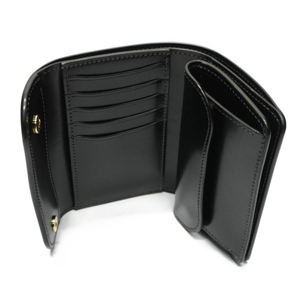 画像7: WILD SWANS(ワイルドスワンズ)BYRNE(バーン)3つ折りウォレット/ブラック"シェルコードバン"×ブラック"サドルプルアップ" (7)