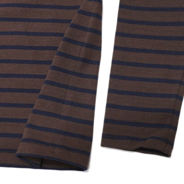 画像5: BARBARIAN(バーバリアン)Heavy Weight Henley Neck Denim Collar Shirt(ヘビーウェイト ヘンリーネックデニムカラーシャツ) ”Basque Stripe” / Brown×Navy+Dark Denim Collar(ブラウン×ネイビー+ダークデニムカラー) (5)