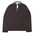 画像1: BARBARIAN（バーバリアン）Heavy Weight Henley Neck Denim Collar Shirt（ヘビーウェイト ヘンリーネックデニムカラーシャツ） ”Basque Stripe” / Brown×Navy+Dark Denim Collar（ブラウン×ネイビー+ダークデニムカラー） (1)