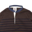 画像3: BARBARIAN（バーバリアン）Heavy Weight Henley Neck Denim Collar Shirt（ヘビーウェイト ヘンリーネックデニムカラーシャツ） ”Basque Stripe” / Brown×Navy+Dark Denim Collar（ブラウン×ネイビー+ダークデニムカラー） (3)