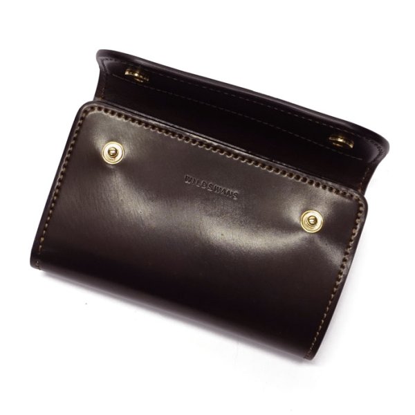 画像4: WILD SWANS(ワイルドスワンズ)BYRNE(バーン)3つ折りウォレット/#8ダークバーガンディ"シェルコードバン"×チョコ"サドルプルアップ" (4)