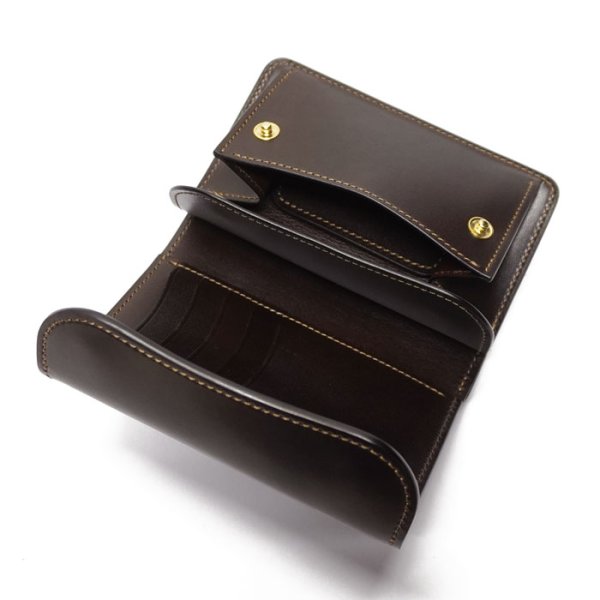 画像6: WILD SWANS(ワイルドスワンズ)BYRNE(バーン)3つ折りウォレット/#8ダークバーガンディ"シェルコードバン"×チョコ"サドルプルアップ" (6)