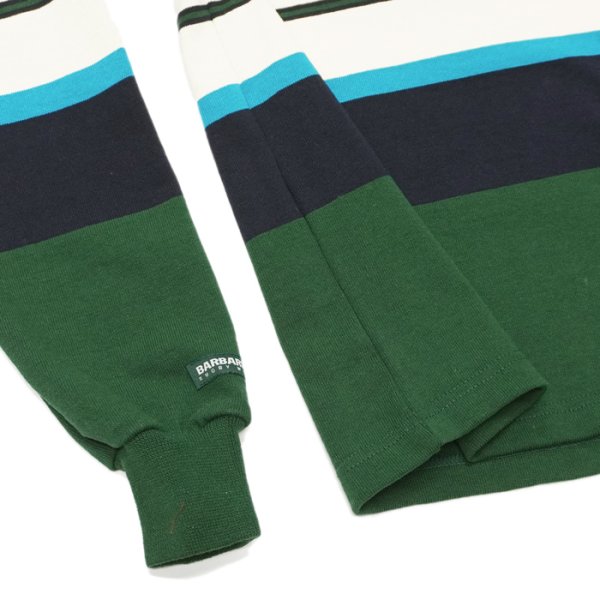 画像5: BARBARIAN(バーバリアン)Heavy Weight Denim Rugby Collar Shirt(ヘビーウェイト デニムラグビーカラーシャツ) ”Bold Mountaineer” / Bottle×Navy×Cyan×Ivory With Dark Denim Collar(ボトルグリーン×ネイビー×シアン×アイボリー+ダークデニムカラー) (5)