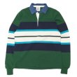画像1: BARBARIAN（バーバリアン）Heavy Weight Denim Rugby Collar Shirt（ヘビーウェイト デニムラグビーカラーシャツ） ”Bold Mountaineer” / Bottle×Navy×Cyan×Ivory With Dark Denim Collar（ボトルグリーン×ネイビー×シアン×アイボリー+ダークデニムカラー） (1)