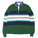 BARBARIAN（バーバリアン）Heavy Weight Denim Rugby Collar Shirt（ヘビーウェイト デニムラグビーカラーシャツ） ”Bold Mountaineer” / Bottle×Navy×Cyan×Ivory With Dark Denim Collar（ボトルグリーン×ネイビー×シアン×アイボリー+ダークデニムカラー）