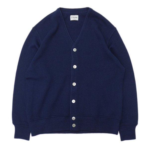 画像1: Yonetomi NEW BASIC（ヨネトミニューベーシック）AMERICAN WOOL&COTTON KNIT CARDIGAN（アメリカンウール＆コットンニットカーディガン）/ Navy（ネイビー） (1)