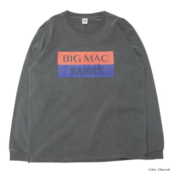 画像1: ＜30%OFF＞BARNS OUTFITTERS (バーンズアウトフィッターズ) 16/-BARNS OUTFITTERS×BIGMAC L/S T-Shirt (バーンズアウトフィッターズ×ビックマック・ロングスリーブTシャツ)"Pigment Dye" /Charcoal（チャコール） (1)