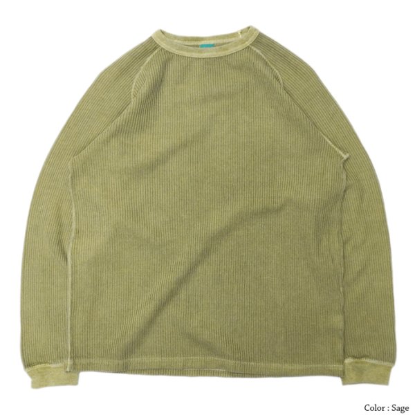 画像2: Good On（グッドオン）Long Sleeve Knit （ロングスリーブニット）"Rib Knit Pigment Dye" / Ajisai（アジサイ）・Sage（セージ） (2)