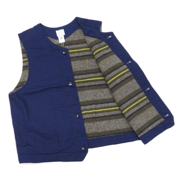 画像3: 【PointUp10%11/10迄】Post O'Alls(ポストオーバーオールズ)1 Pocket Vest(1ポケットベスト)"Vintage twill w/trashed wool lining indigo w / stripe lining" / Indigo(インディゴ) (3)