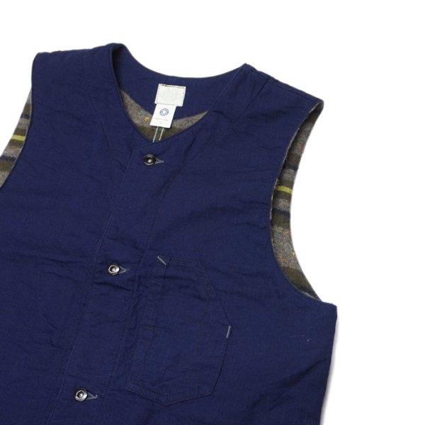 画像5: 【PointUp10%11/10迄】Post O'Alls(ポストオーバーオールズ)1 Pocket Vest(1ポケットベスト)"Vintage twill w/trashed wool lining indigo w / stripe lining" / Indigo(インディゴ) (5)