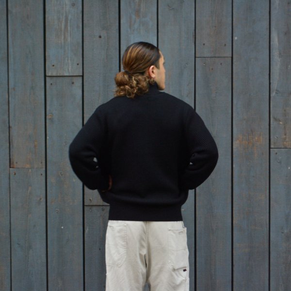 画像11: Yonetomi NEW BASIC（ヨネトミニューベーシック）EX Fine Wool Rib Knit Blouson（エクストラファインウールリブニットブルゾン）/ Black（ブラック） (11)