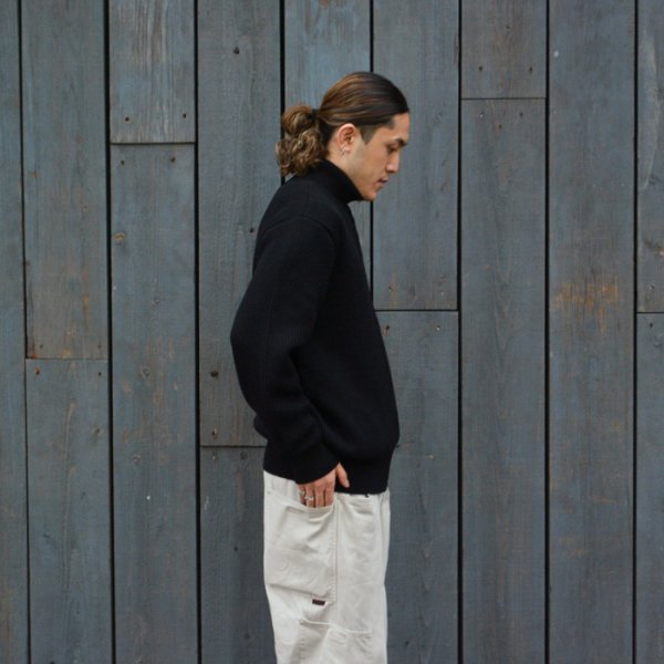 画像10: Yonetomi NEW BASIC（ヨネトミニューベーシック）EX Fine Wool Rib Knit Blouson（エクストラファインウールリブニットブルゾン）/ Black（ブラック） (10)