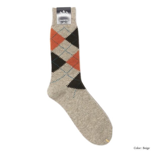 画像4: HALISON（ハリソン）ラムウールアーガイルソックス 5ダイヤ / 3Colors（全3色展開）※3足までメール便発送可 (4)