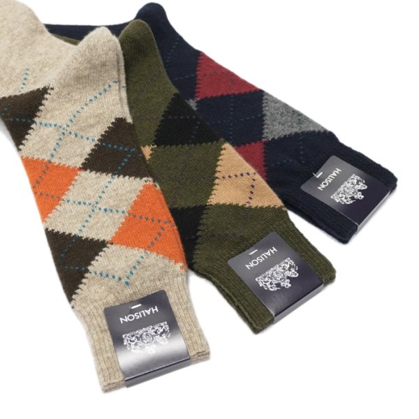 画像5: HALISON（ハリソン）ラムウールアーガイルソックス 5ダイヤ / 3Colors（全3色展開）※3足までメール便発送可 (5)