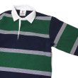 画像4: BARBARIAN（バーバリアン）Heavy Weight Rugby Collar Shirt（ヘビーウェイト ラグビーカラーシャツ）”3 COLOR STRIPES" / Navy×White×Pine（ネイビー×ホワイト×パイン） (4)