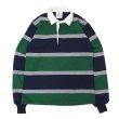 画像1: BARBARIAN（バーバリアン）Heavy Weight Rugby Collar Shirt（ヘビーウェイト ラグビーカラーシャツ）”3 COLOR STRIPES" / Navy×White×Pine（ネイビー×ホワイト×パイン） (1)
