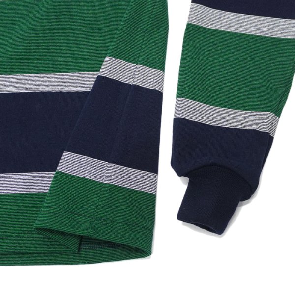 画像5: BARBARIAN(バーバリアン)Heavy Weight Rugby Collar Shirt(ヘビーウェイト ラグビーカラーシャツ)”3 COLOR STRIPES" / Navy×White×Pine(ネイビー×ホワイト×パイン) (5)